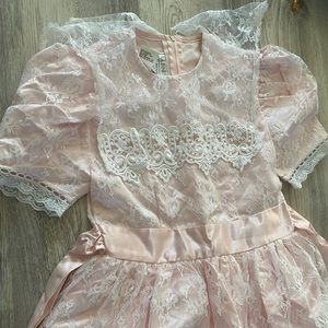Lace overlay pink dress
